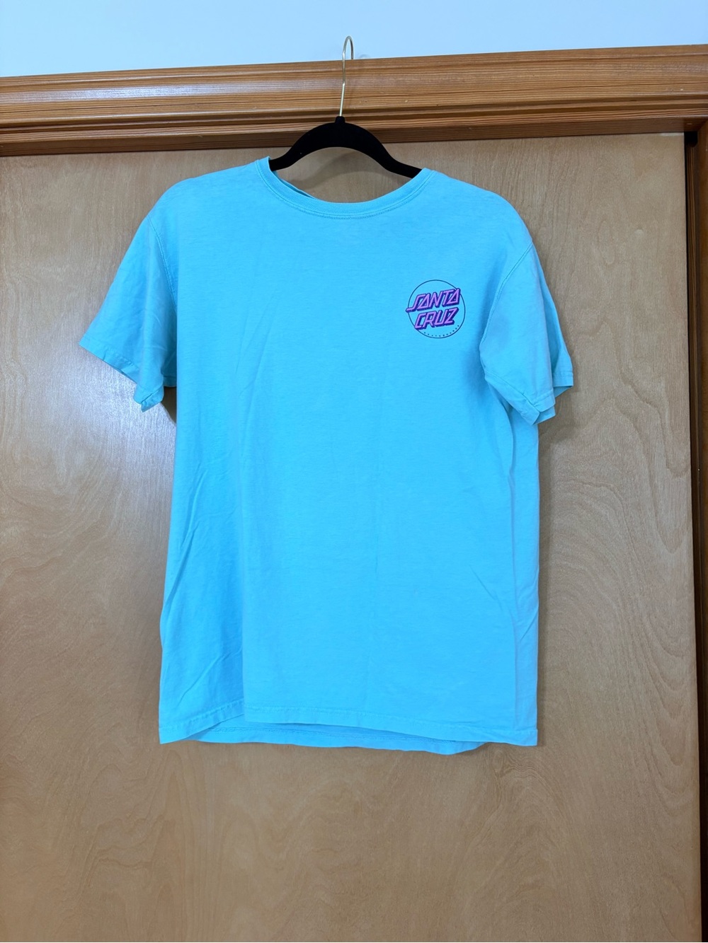 Santa Cruz Skateboards Kids Light Teal Tee with Pink Logo